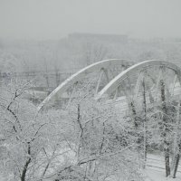 Зимний пейзаж с железнодорожным мостом :: Мария Кудрявцева