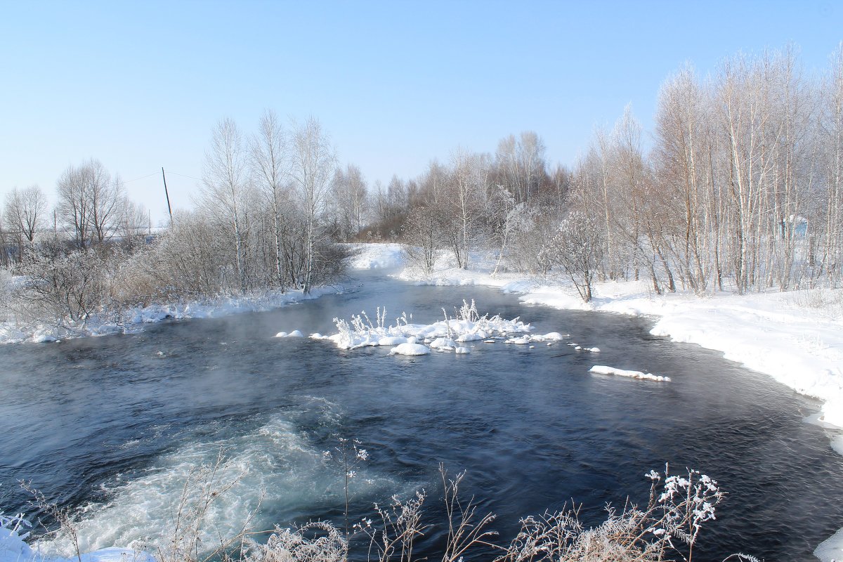 Река Кокша зимой. - Олег Афанасьевич Сергеев