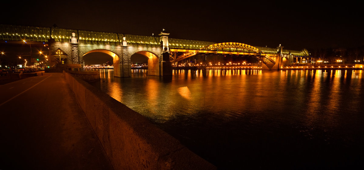 Андреевский мост и Фрунзенская набережная, р. Москва, панорама - Андрей Куликов