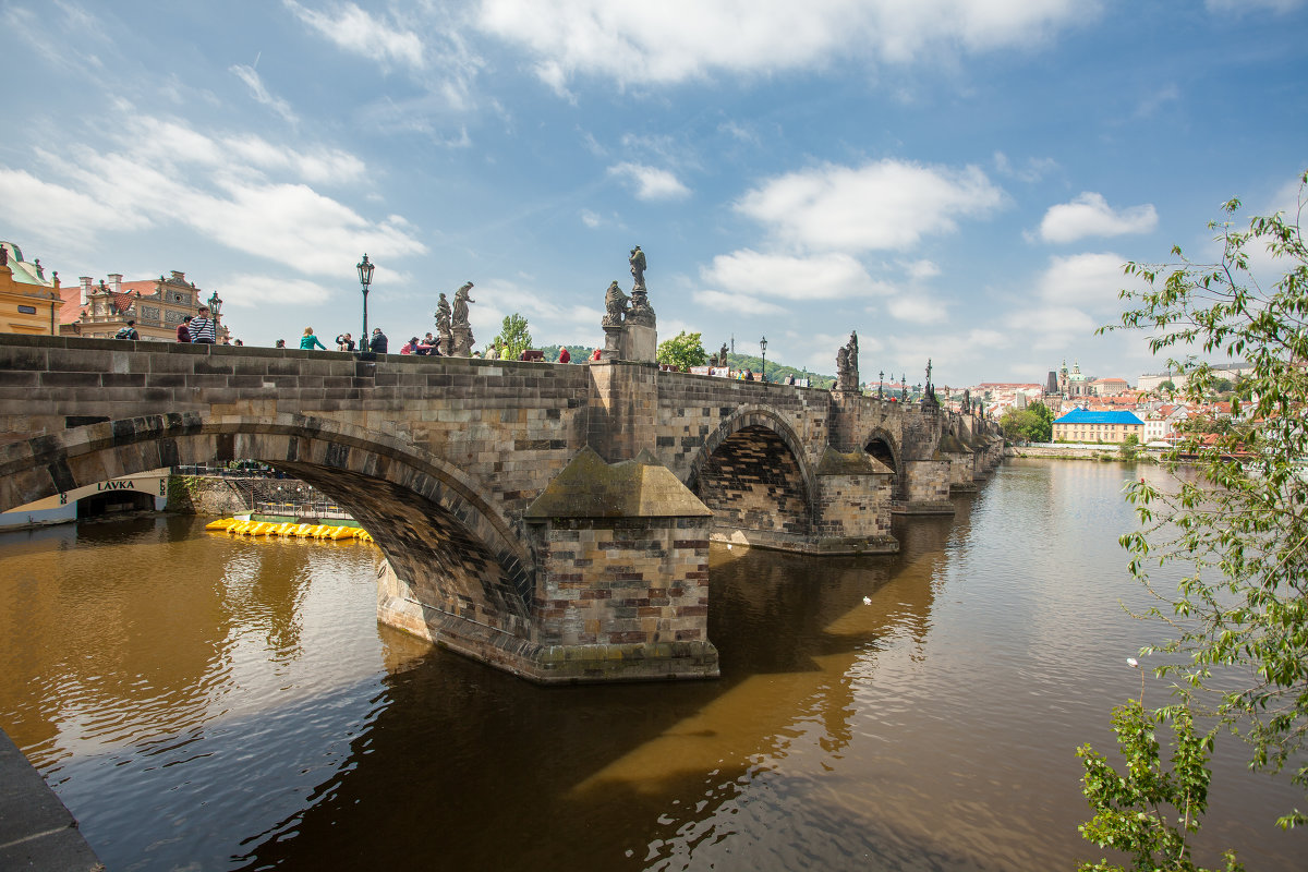 Река в Праге с Карловым мостом