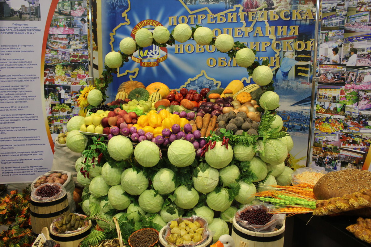 Украшение выставок фруктами и овощами