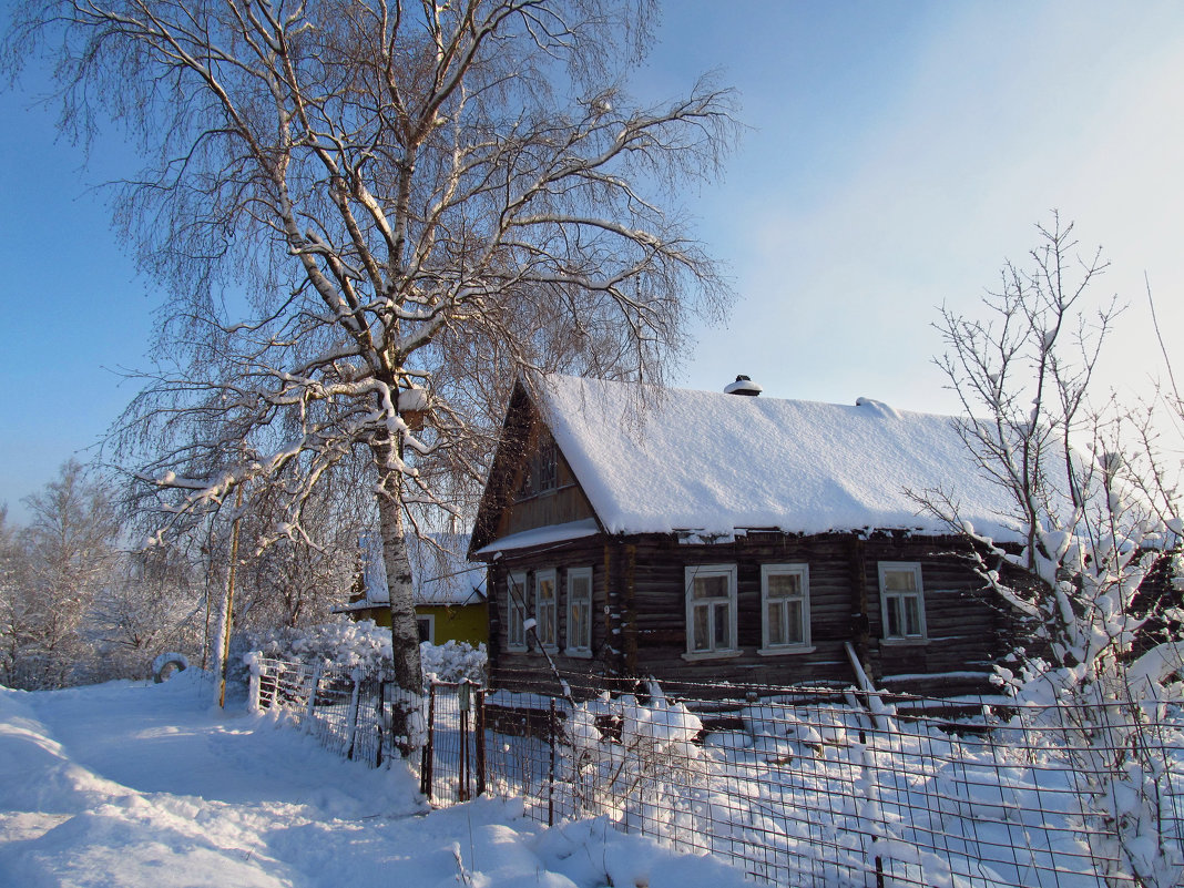 Зимний деревенский домик