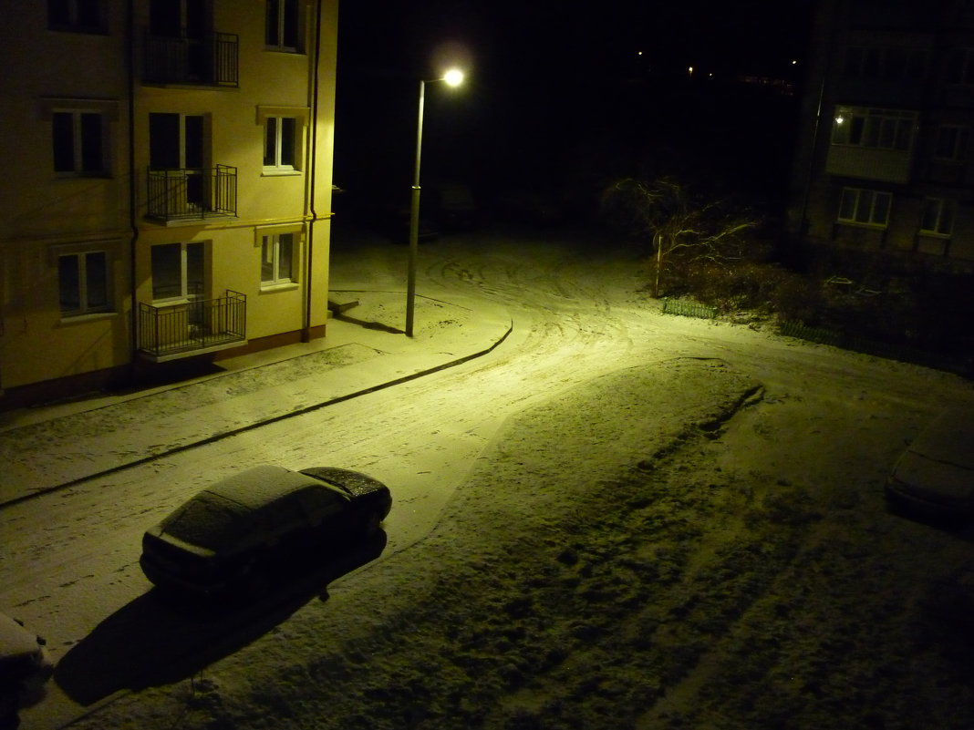 ночь....улица....фонарь...и ...первый снег! - Oxi --