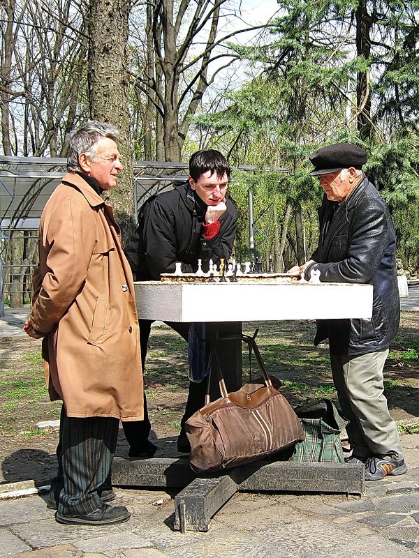 Весна, шахматисты в парке. - Александр Бурилов
