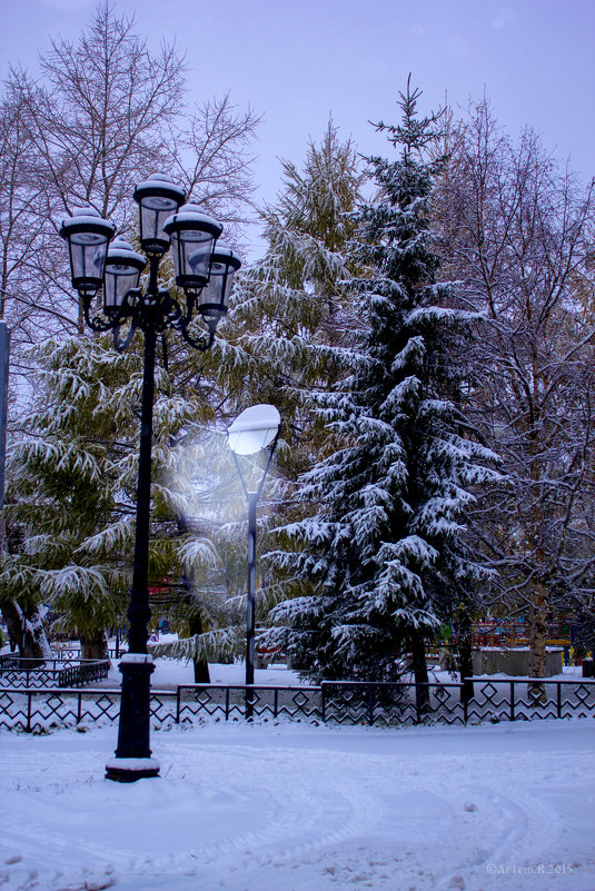 Фонарь.Деревья.Первый снег.2015 - Артём Бояринцев
