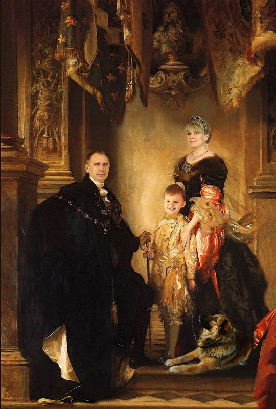 С внуком и собакой( из галереи семейных портретов) - И. Игонин