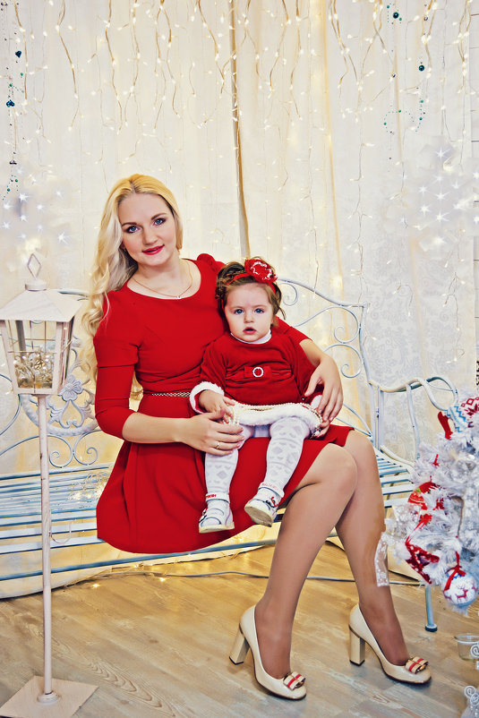 Новогодняя фотосессия мамы с дочкой - марина алексеева