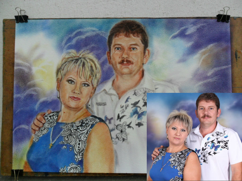 портрет по фото, портрет влюбленных супругов - Ольга Михайленко 