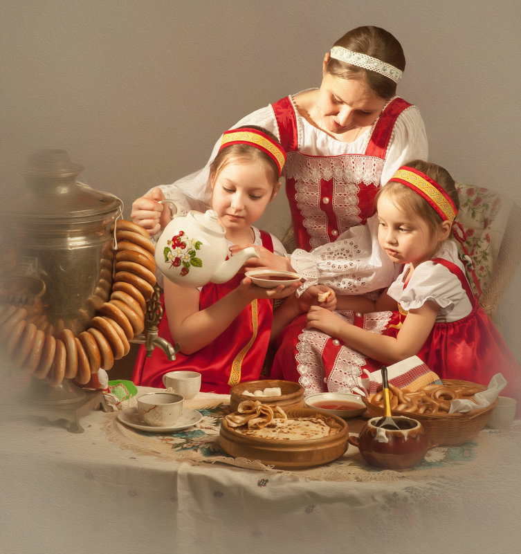 Ольга с дочерьми - Олег Дроздов