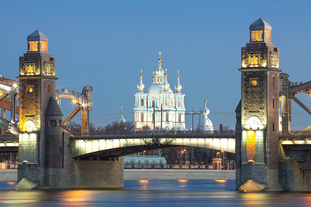 Большеохтинский мост и смольный собор - Frol Polevoy