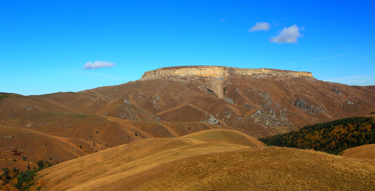 Осень в Приэльбрусье. Гудгора, южный склон. Высота 2480м. Вид со стороны Эльбруса с плато Бийчесын. - Vladimir 070549 