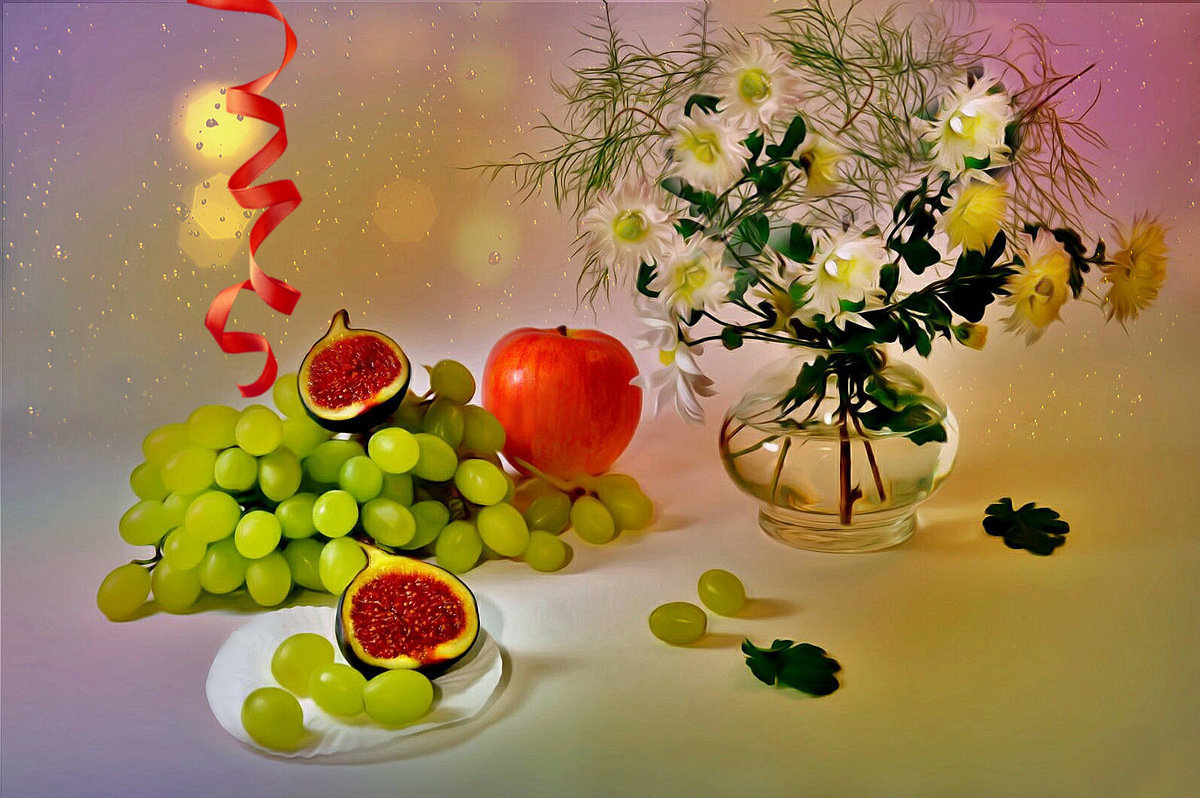 Виноград с инжиром и яблоком - Наталия Лыкова