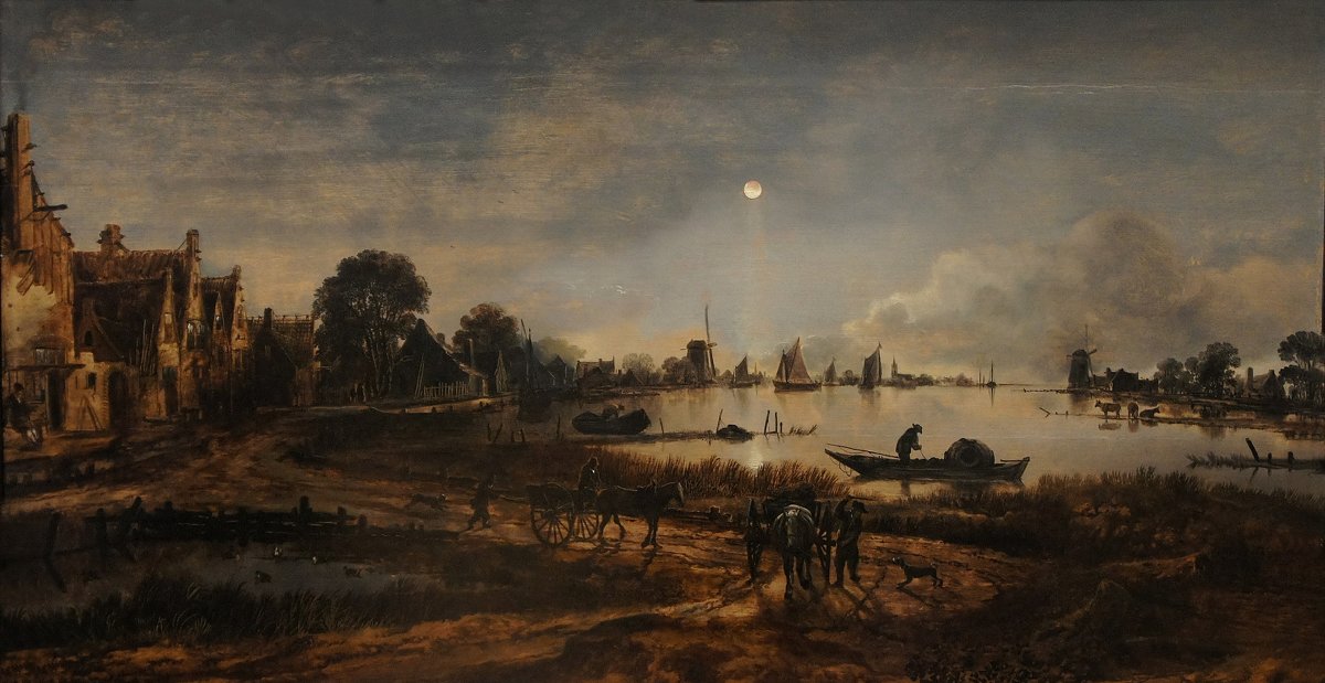 Арт ван дер Неер (ок. 1603  - 1677). Речной пейзаж в лунном свете (1640-1650)  Рейксмузеум Амстердам - Елена Павлова (Смолова)
