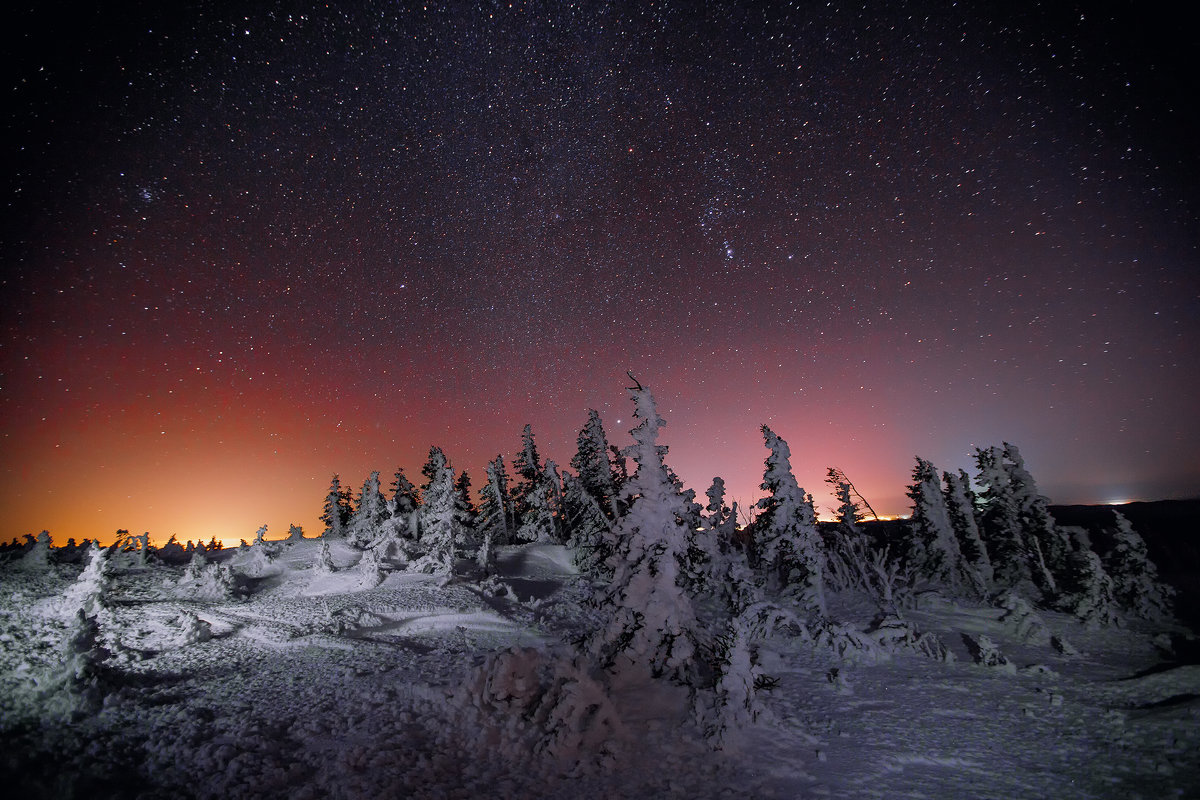 Национальный парк Таганай зима ночь