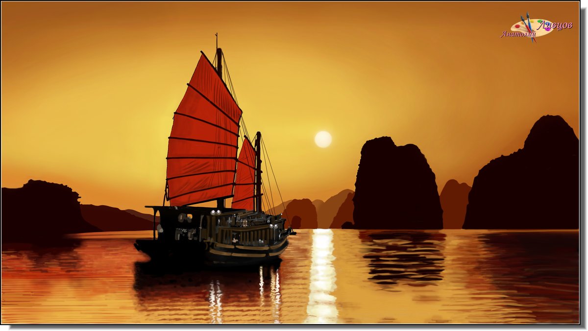 Scarlet sail. {работа выполненная на графическом планшете Huion.) № 4 - Anatol L
