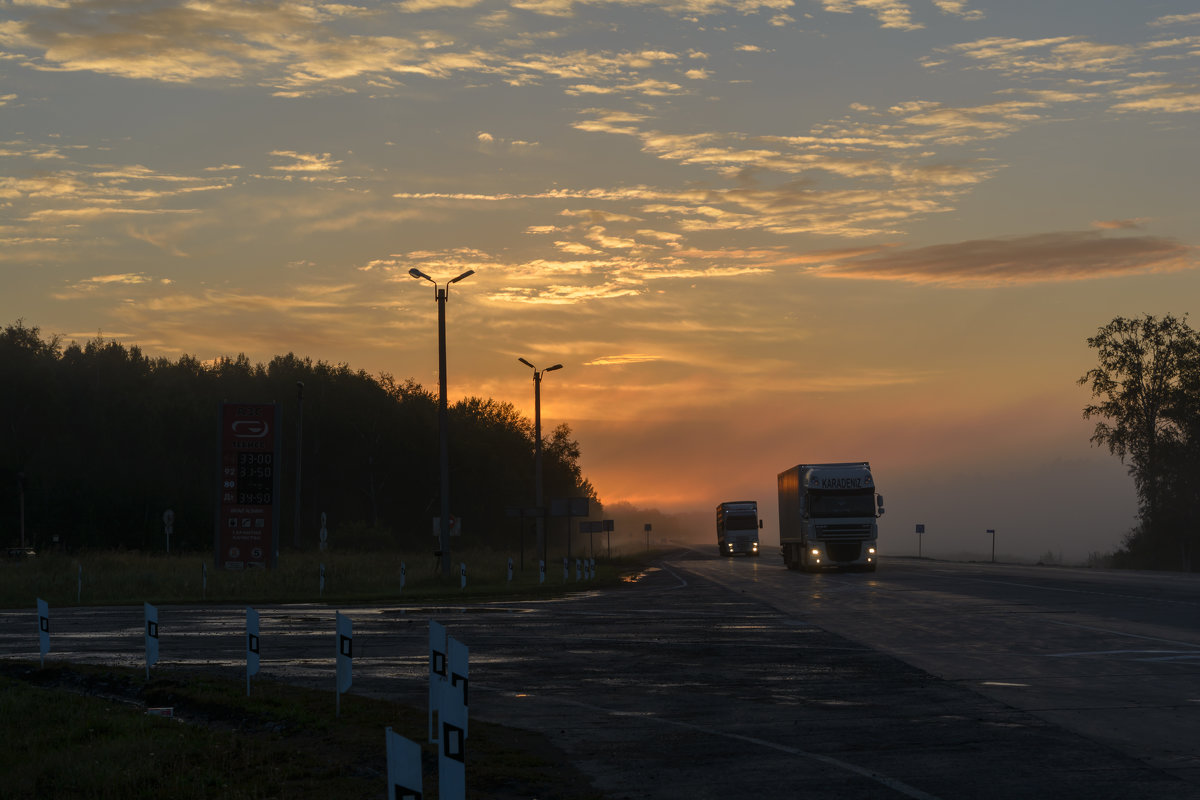 Трасса Новосибирск-Омск. Туманное утро - Александр Янкин