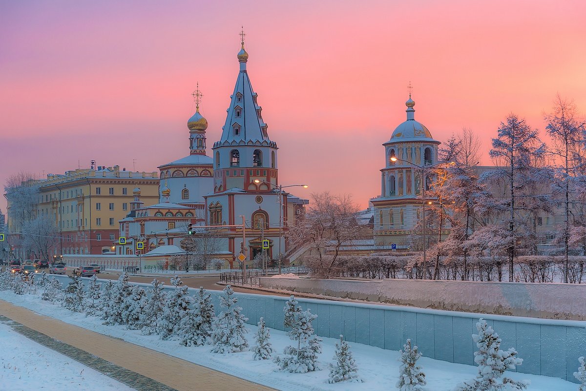 Богоявленский собор,Иркутск зимой