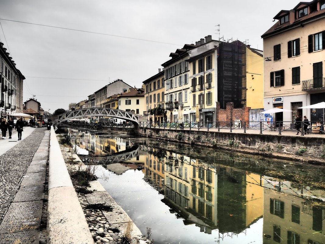Прогулка вдоль канала Navigli Милан - wea *