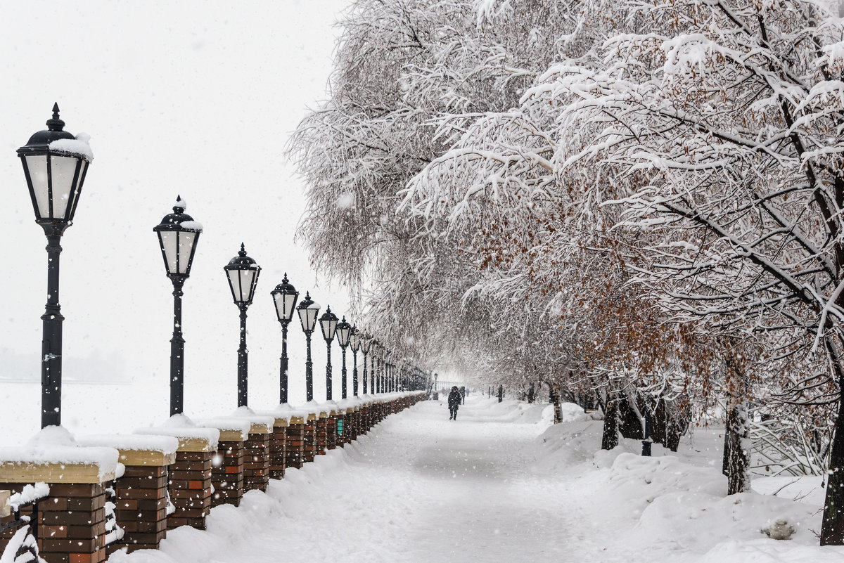 Красивый снегопад в Москве