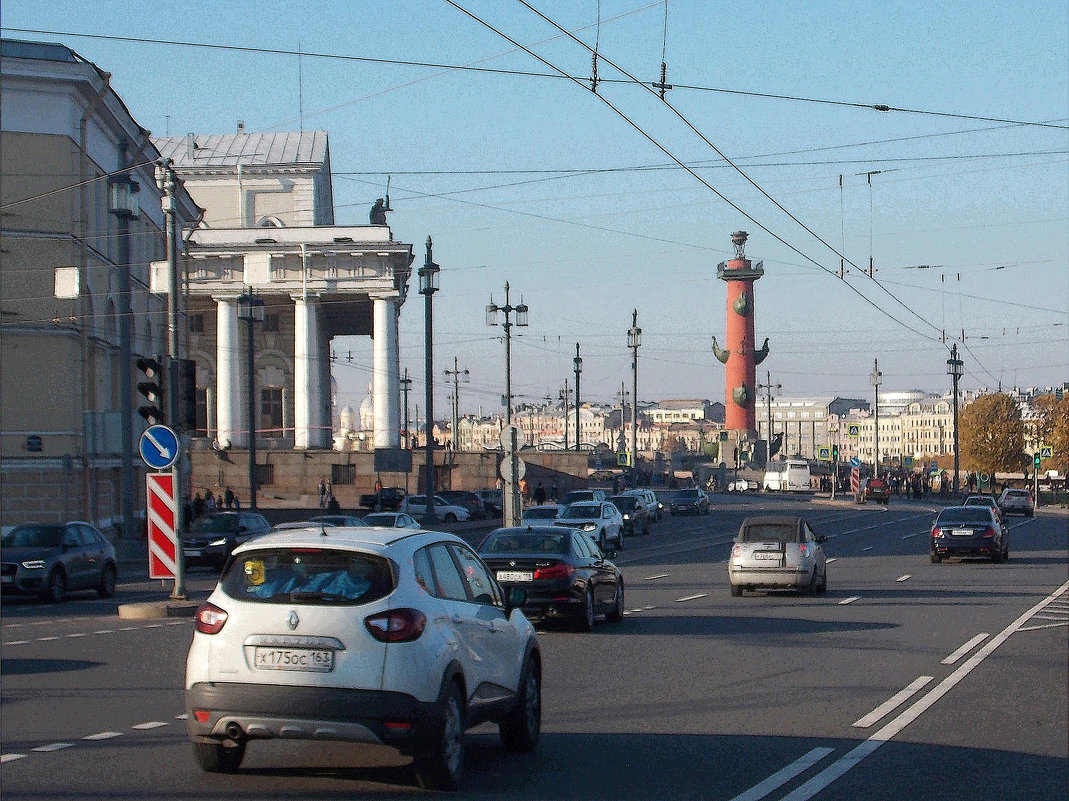 Вид на Биржевую площадь с Дворцового моста - Фотогруппа Весна