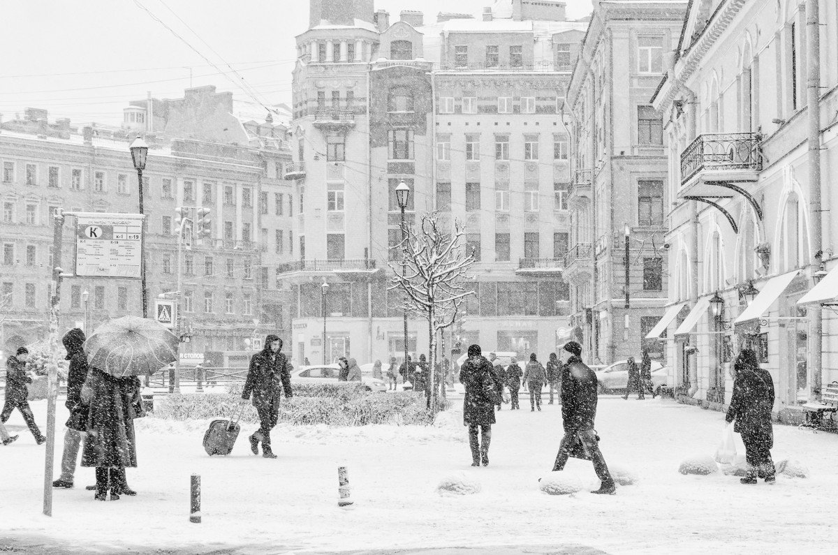 Снегопад в Питере. Сенная площадь. - Григорий Евдокимов