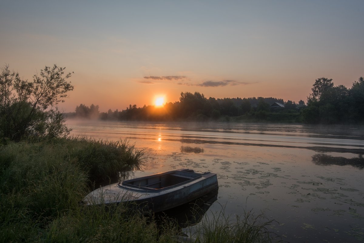 Летнее утро на реке Дубне. - Виктор Евстратов