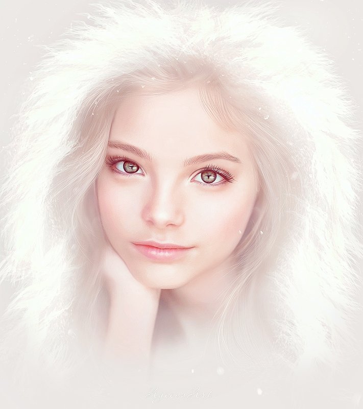 Тающий портрет в стиле Бек Уиннел ( зимний вариант) - Дина Агеева