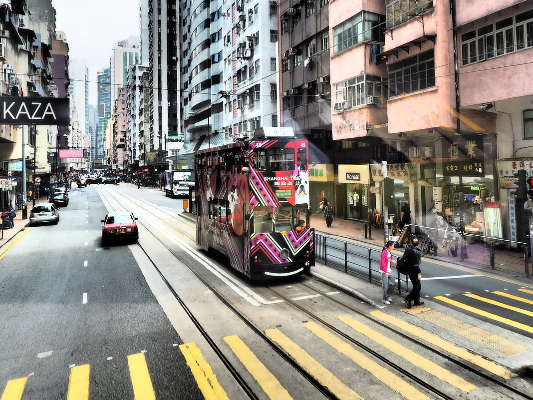 Экзотичные двухэтажные трамваи  Гонконга - wea *