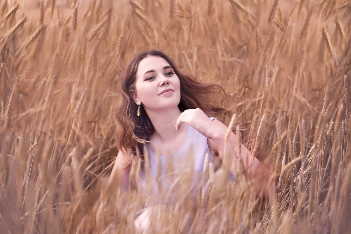 девушка в поле на закате - Elena Jukovskaia