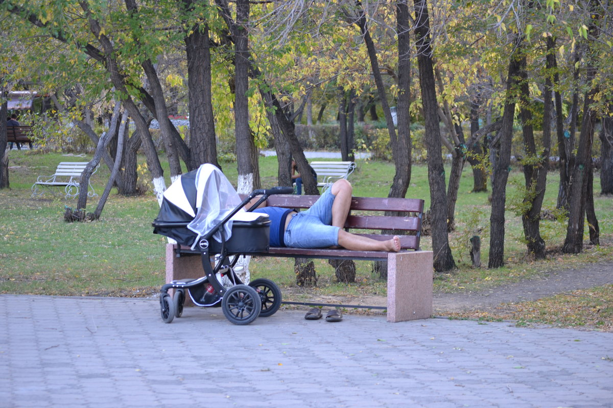 Осенний воздух бодрит...На прогулке с папаней,в городском парке... - Андрей Хлопонин