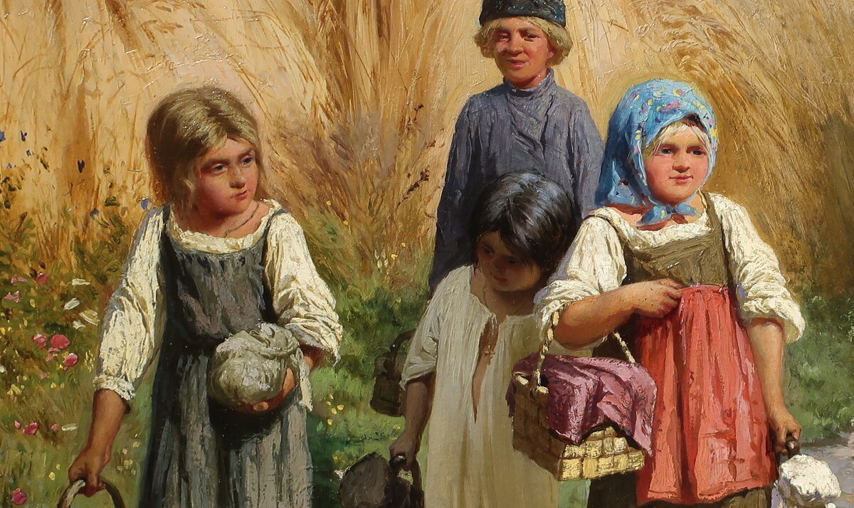 Кившенко А.Д.  Жнитво (Дети, несущие в поле обед жницам). 1878  Фрагмент - Gen Vel