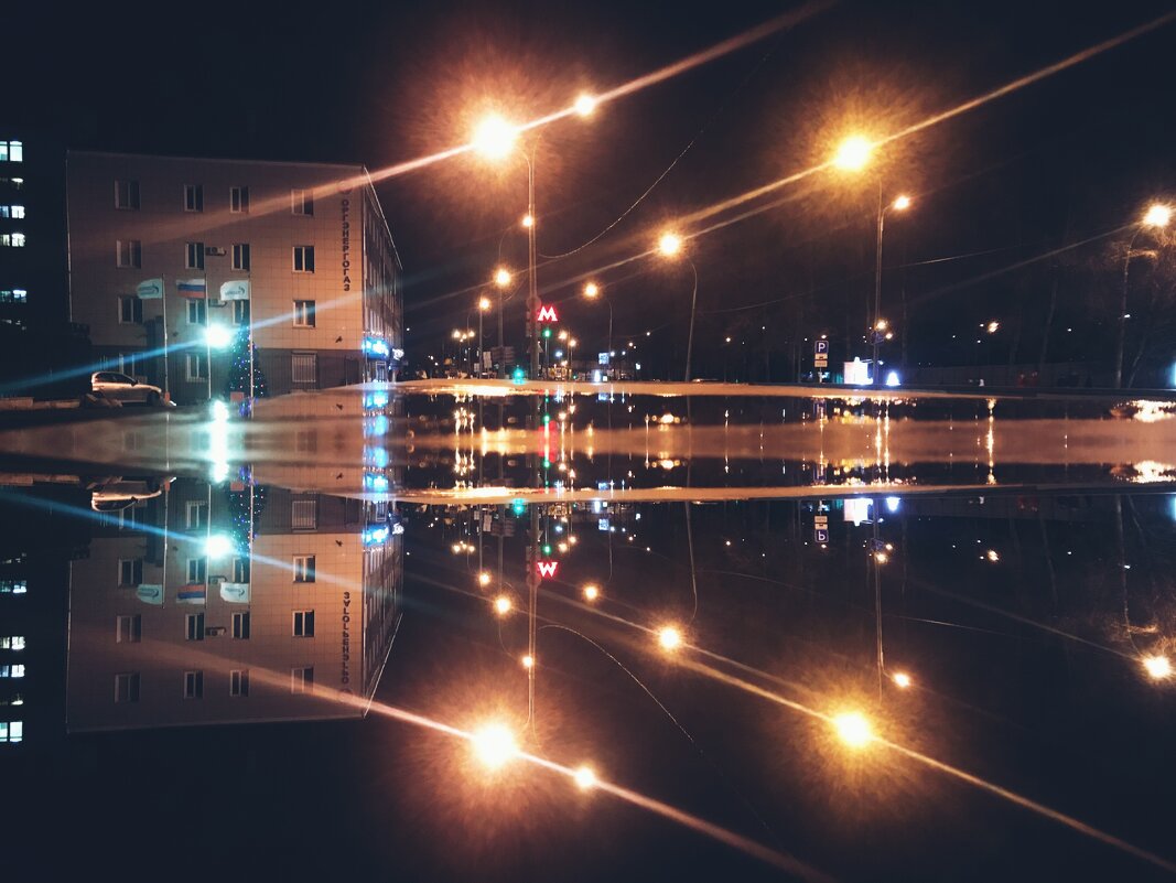 Ночной город, отражение - Владимир 