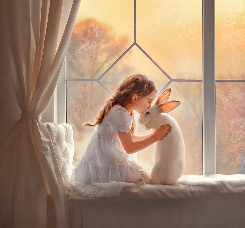 "Девочка с кроликом на окне" - Дина Агеева