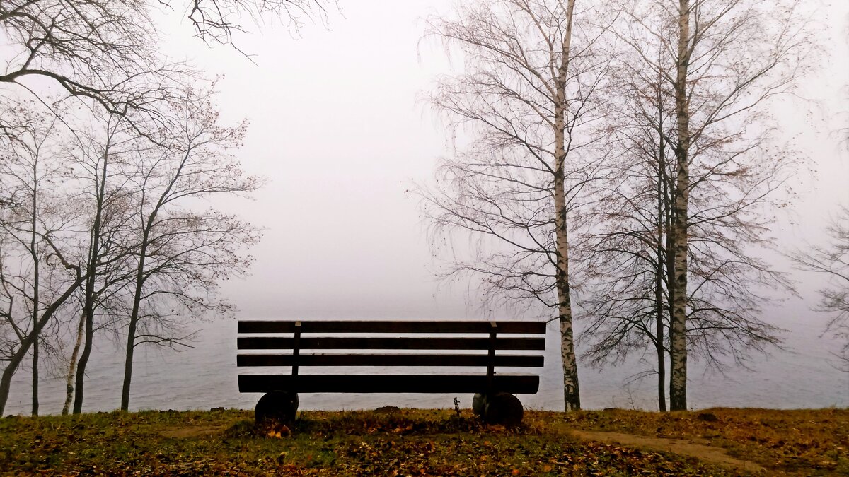 Одинокая скамейка в тумане на Волге - SergAL 