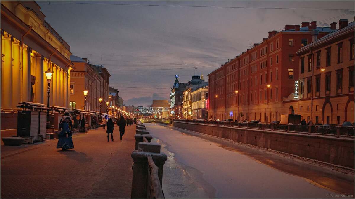 Зимний вечер на набережной канала Грибоедова - Сергей Кичигин