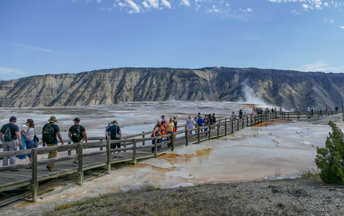 По мосткам через горячие источники Canary Springs! Йеллоустон. - Юрий Поляков