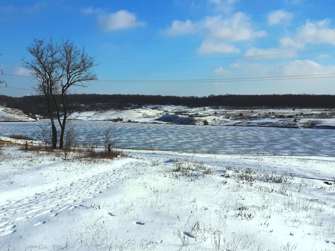 Шахты. Зима на Грушевском водохранилище. - Пётр Чернега