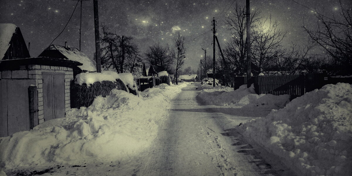 Зима на деревенской улице (№ 2) - Глeб ПЛATOB