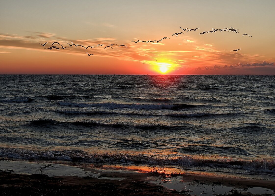 закат на азовском море