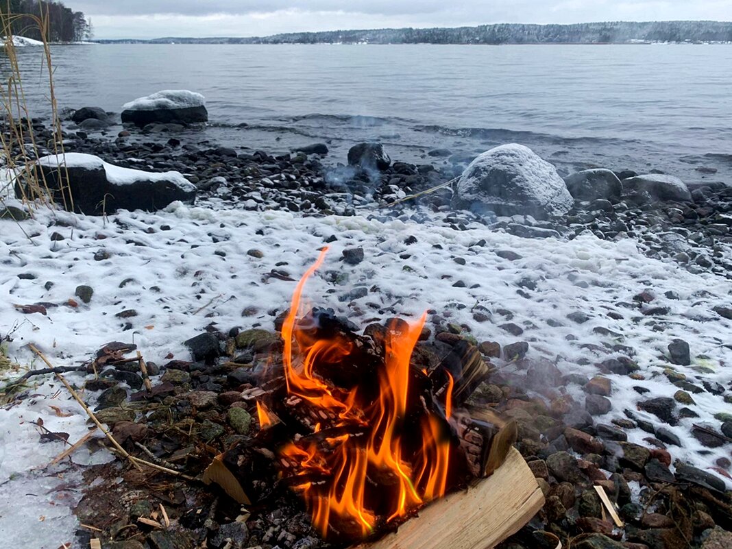 Зимний пикник у воды Стокгольм Швеция - wea *