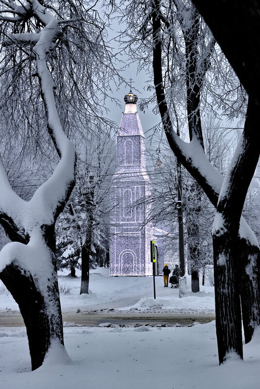 Шуя. Иллюминация на месте Спасского собора, разрушенного в 1932 году. - Сергей Пиголкин