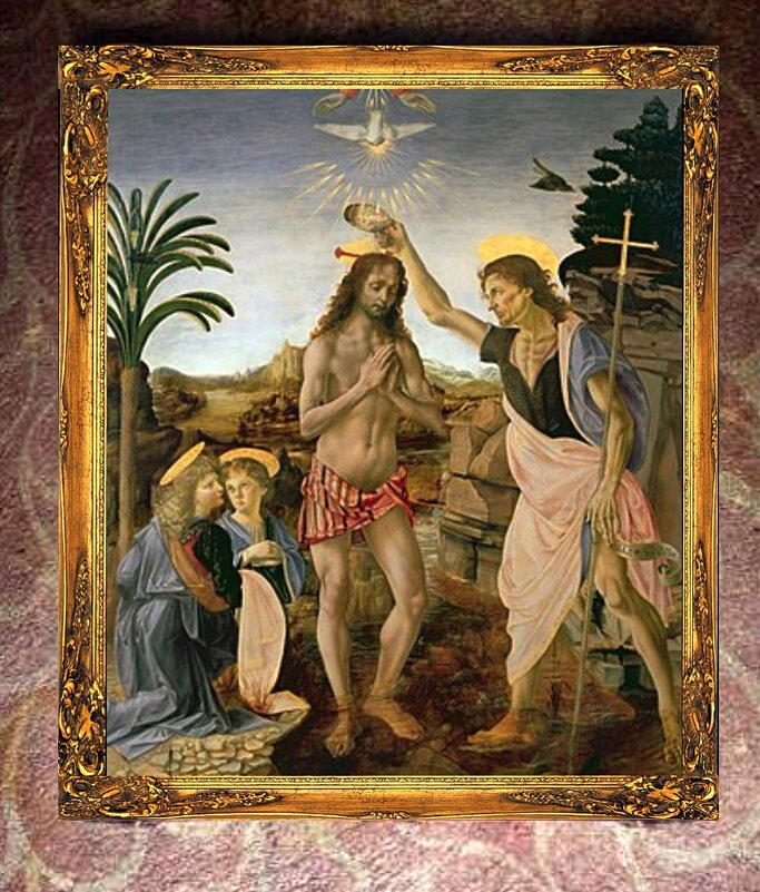 «Крещение Христа» (Андреа Вероккьо  и  Леонардо да Винчи. 1472-1475) - Ольга Довженко