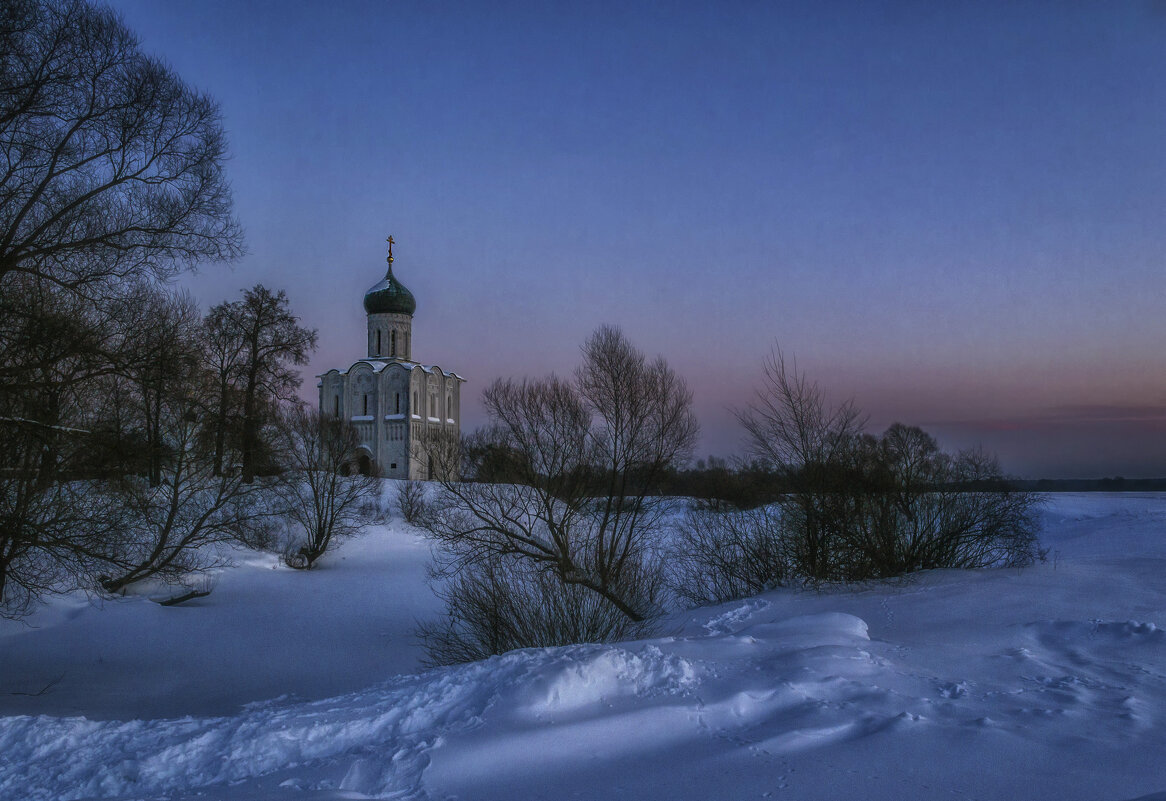 Зимний вечер у храма Покрова - Сергей Цветков