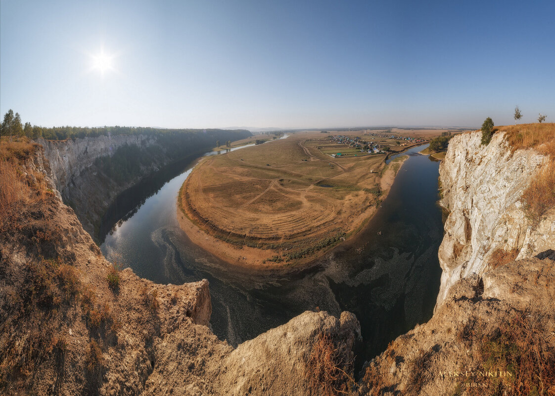 вид со скалы Акташ на реку Зилим и деревню Юрмаш - NikitinAleks 