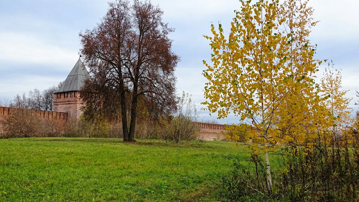 Осенний пейзаж с фрагментом Крепостной стены. - Милешкин Владимир Алексеевич 