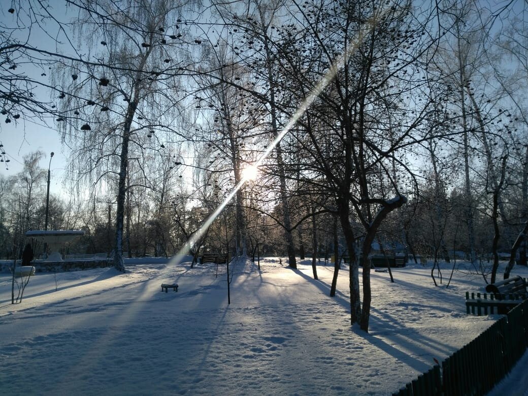 Сквер с фонтаном зимой - Нина Колгатина 