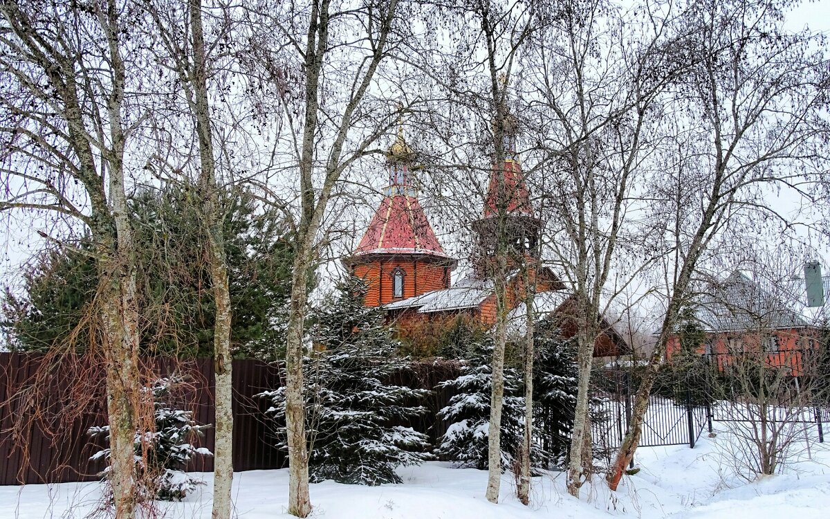 Зимний пейзаж с храмом. - Милешкин Владимир Алексеевич 