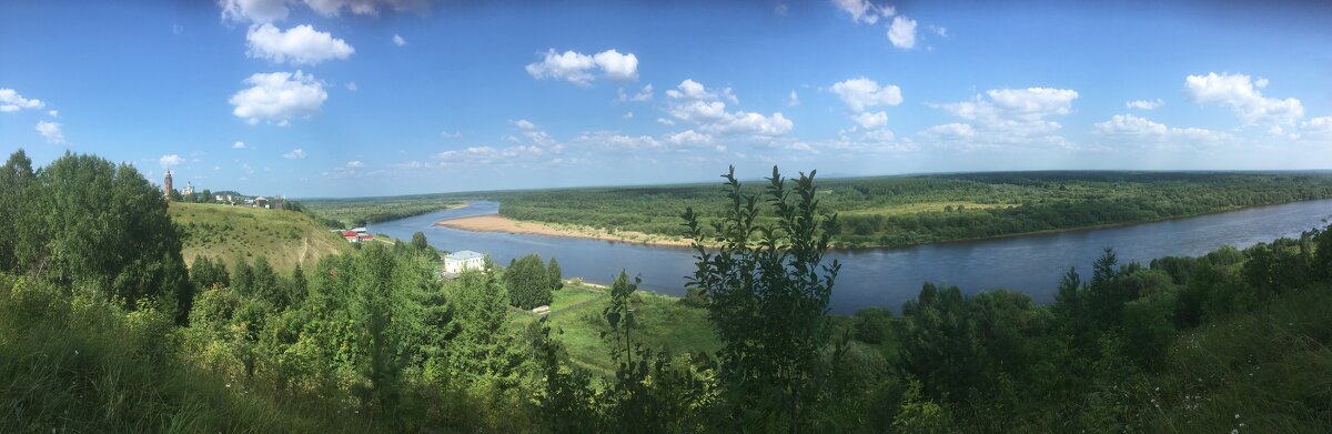 Панорама реки Койва с храмами и окраиной города Чердынь - Виктор Мухин