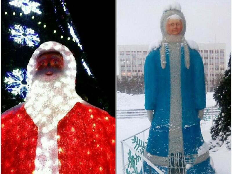 Дед мороз и снегурка. Стояли года 3 назад возле правительственного здания В Караганде - Штрек Надежда 