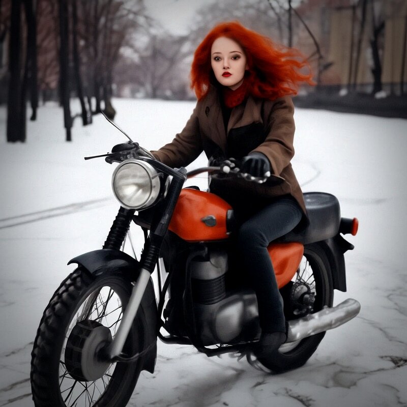 рыжая девушка байкер - Pavlov Filipp 